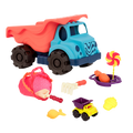 Dump truck and beach toys.