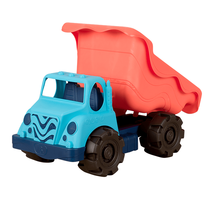 Dump truck and beach toys.
