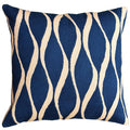 Contemporary Waves Midnight Blue Decorative Pillow Cover Handmade Wool 18" x 18" - KashmirDesigns