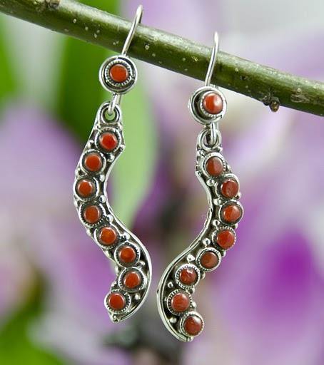 "Coral Curves" Sterling Silver Earrings - Kashmir Designs