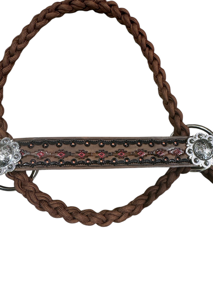 cow halter small mini cow or calf brown with tooled noseband - Tiffanys Braided Tack LLC