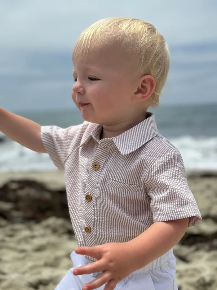 Cream seersucker HELFORD WOVEN ONESIE