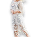 Crochet Tassel Trim Beach Cover Midi Dress