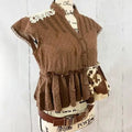 Crop Top Brown Leopard Print Ruffled Hem - Wild Time Fashion