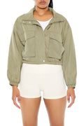 Cropped Cargo Bomber Jacket