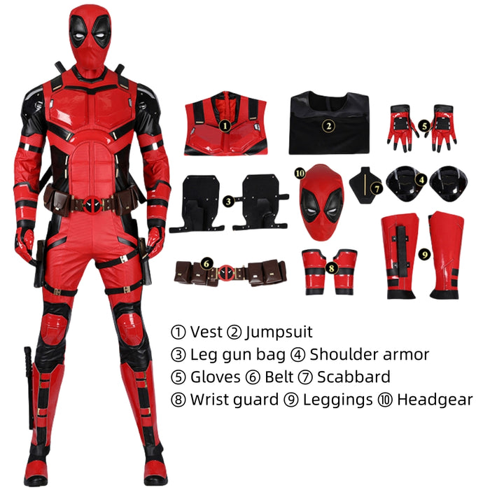 Deadpool 3 Wade Wilson Bright Red Jumpsuit  -  Adult Cos Outfit