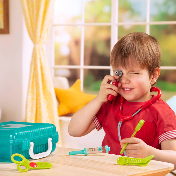 A toy doctor kit for pretend play.