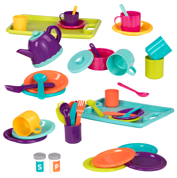 Dinner and tea for four set pretend play
