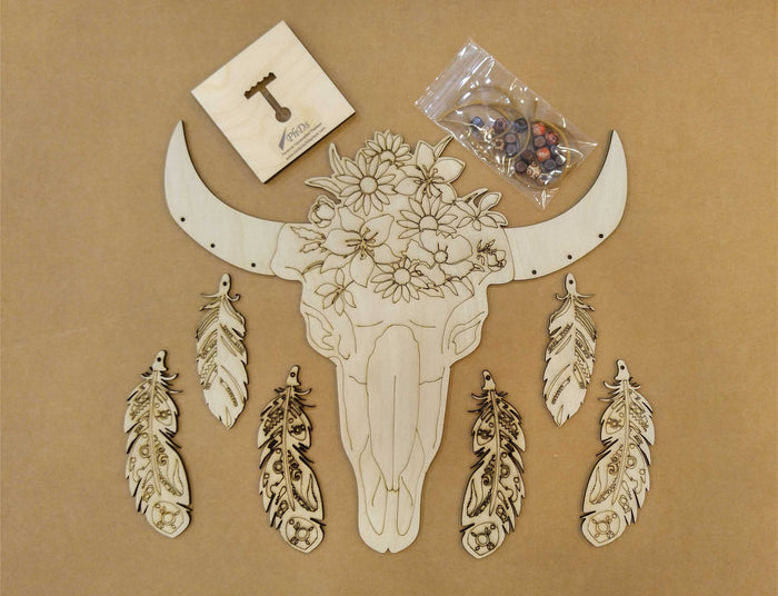 Adult Coloring - Wood Bull Skull