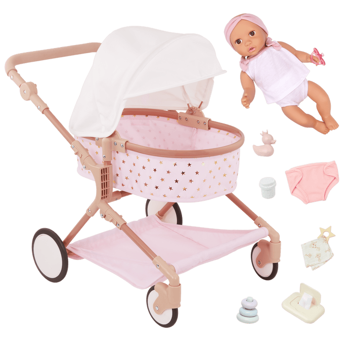 LullaBaby Doll & Double Stroller Set