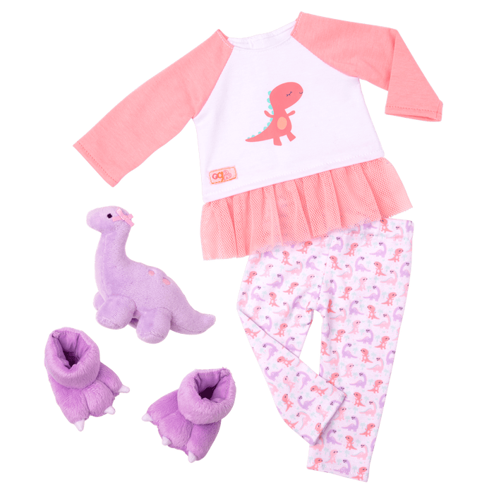 Dream Bright Sleep Tight Dinosaur Pajama for 18-inch Dolls