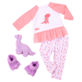 Dream Bright Sleep Tight Dinosaur Pajama for 18-inch Dolls