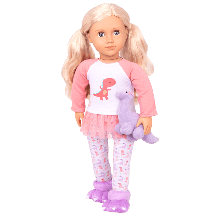Dream Bright Sleep Tight Dinosaur Pajama for 18-inch Dolls