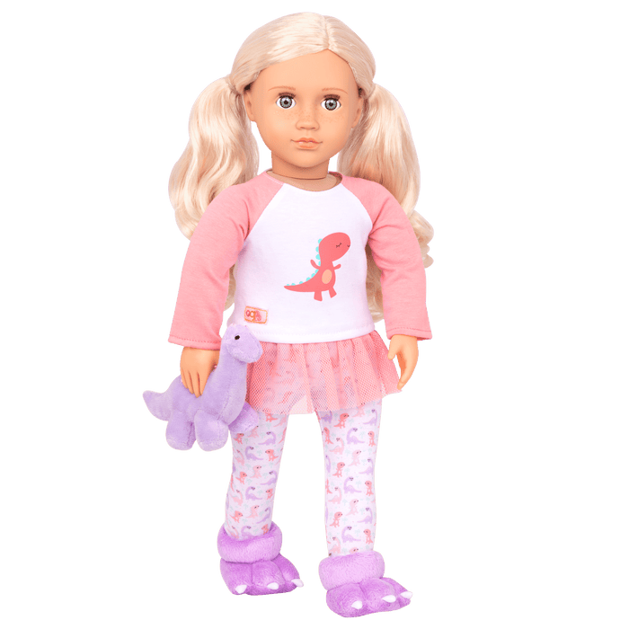 Dream Bright Sleep Tight Dinosaur Pajama for 18-inch Dolls
