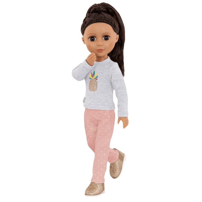 Pineapple glitter top and pants for 14-inch doll