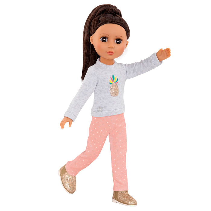 Pineapple glitter top and pants for 14-inch doll