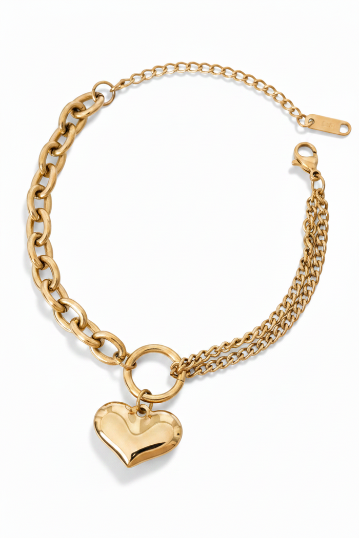 Dual Type Chain Heart Charm Bracelet