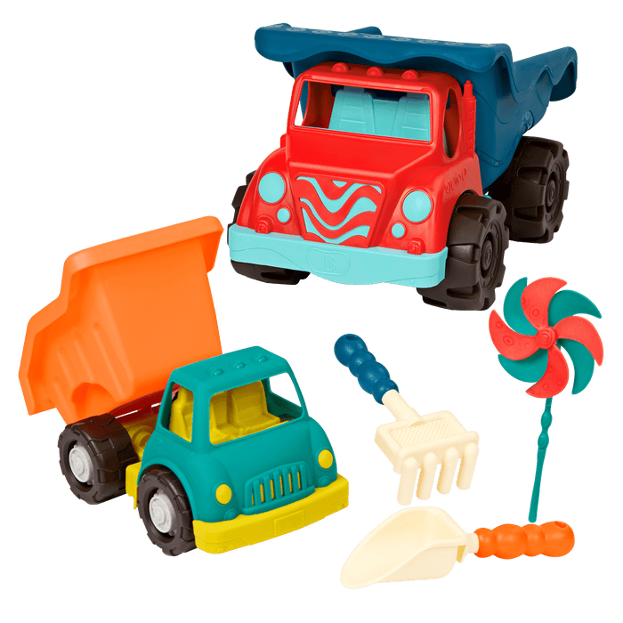 Toy dump truck set with sand toys