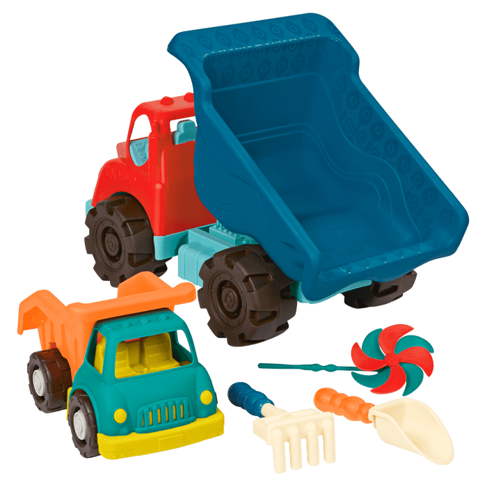 Toy dump truck set with sand toys