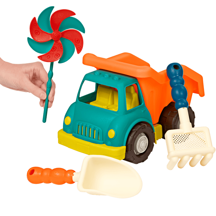Toy dump truck set with sand toys