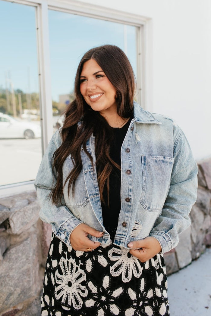 Edge It Out Denim Jacket - Reg & Curvy - Macoma Boutique240 Jackets/Blazers