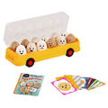 Egg bus playset with cards and a booklet.