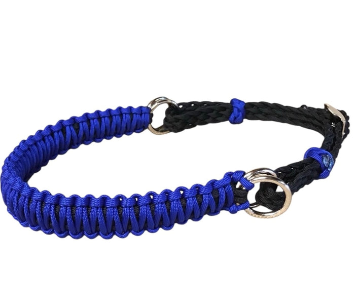 electric blue side pull hackamore  bitless attachment.... with black or brown chinstrap...all sizes