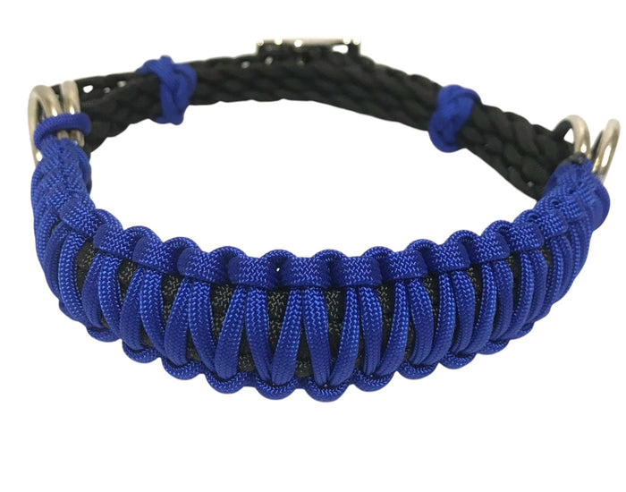 electric blue side pull hackamore  bitless attachment.... with black or brown chinstrap...all sizes