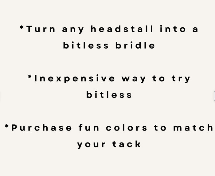 electric blue side pull hackamore  bitless attachment.... with black or brown chinstrap...all sizes