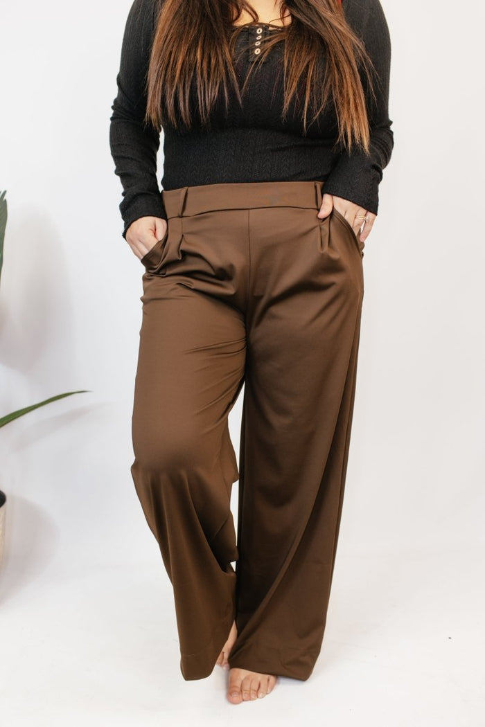 Elevate Everyday Pants In Brown - Reg & Curvy - Macoma Boutique210 Other Bottoms