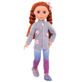 14-inch posable doll with red hair and blue eyes