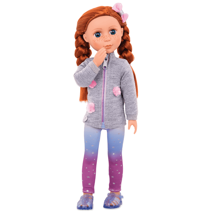 14-inch posable doll with red hair and blue eyes