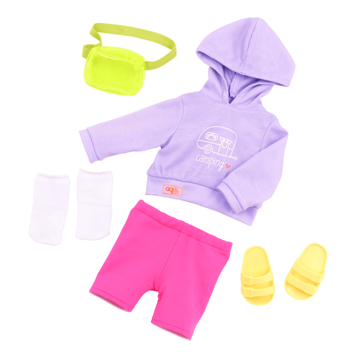 Our Generation 18-inch Doll Elissa with camping accessories