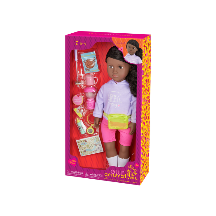 Our Generation 18-inch Doll Elissa with camping accessories