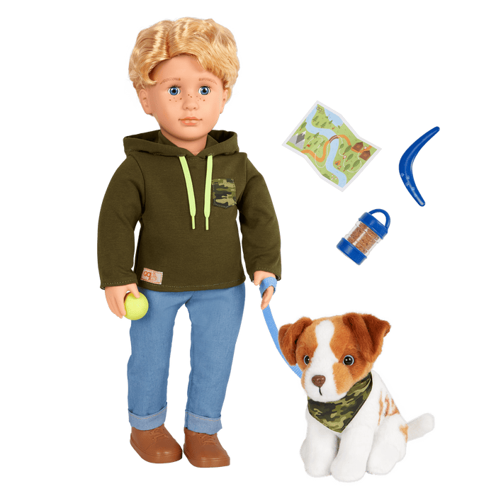 Our Generation 18-inch Boy Doll Elliot & Pet Dog Plush Accessories