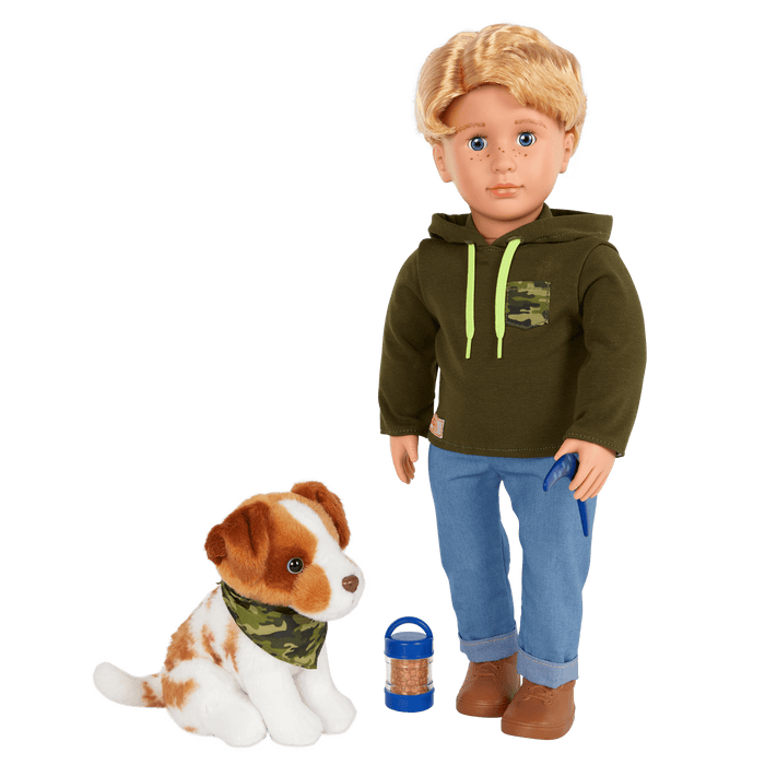 Our Generation 18-inch Boy Doll Elliot & Pet Dog Plush Accessories