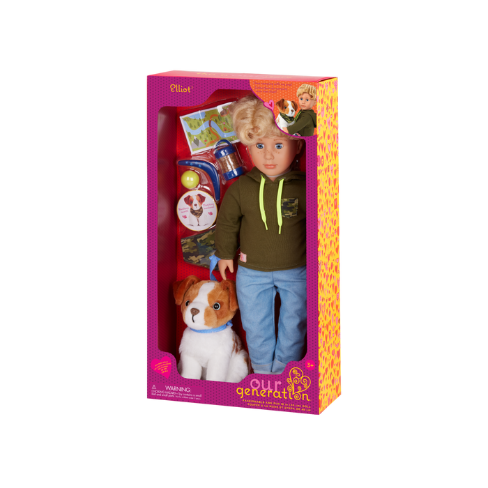 Our Generation 18-inch Boy Doll Elliot & Pet Dog Plush Accessories