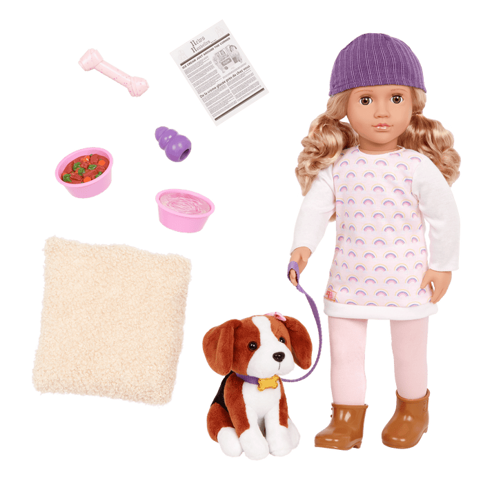 Our Generation 18-inch Doll Ember & Pet Dog Plush Elsie