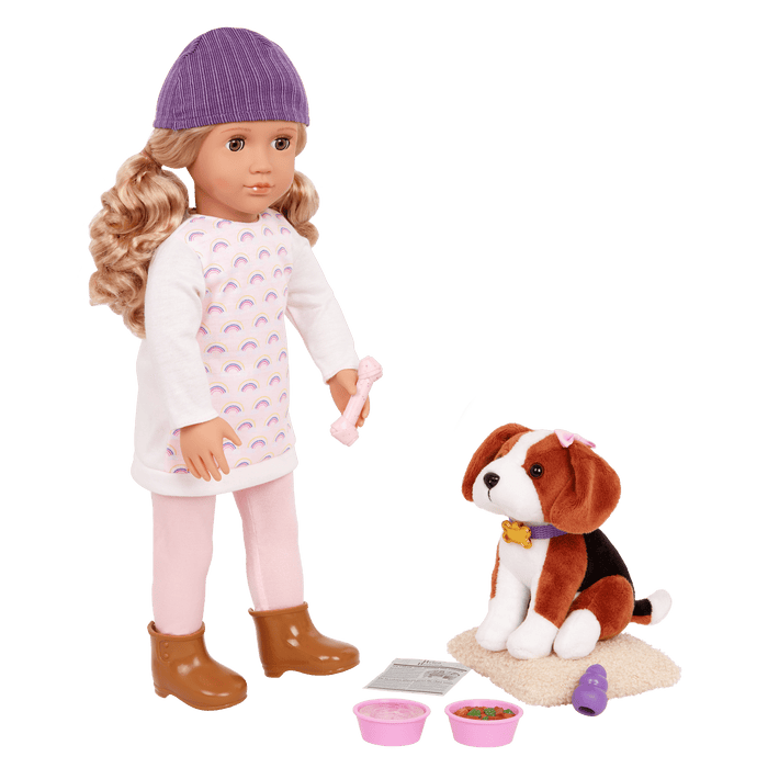 Our Generation 18-inch Doll Ember & Pet Dog Plush Elsie