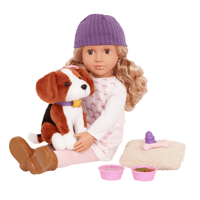 Our Generation 18-inch Doll Ember & Pet Dog Plush Elsie