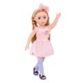 14-inch posable doll with blonde hair and blue eyes