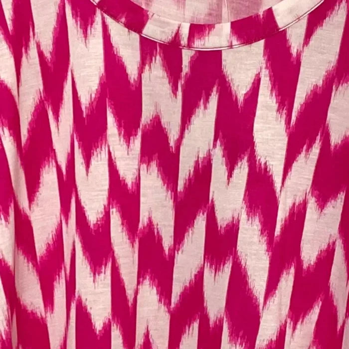 Women's Round Neck Sleeveless Pink White Chevron Blouse Size Small by Micheal Kors