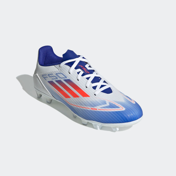 adidas F50 CLUB Flexible Ground Soccer Shoes | Cloud White / Solar Red / Lucid Blue | Men's