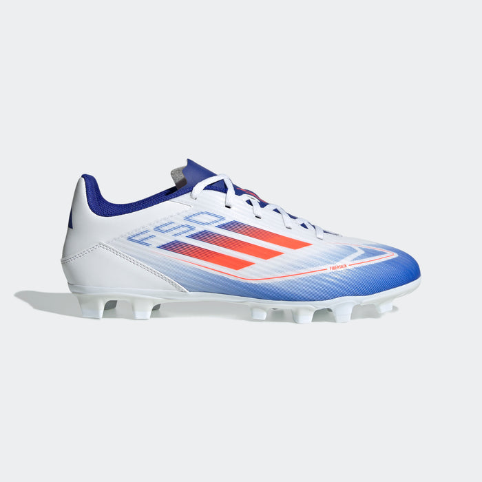 adidas F50 CLUB Flexible Ground Soccer Shoes | Cloud White / Solar Red / Lucid Blue | Men's
