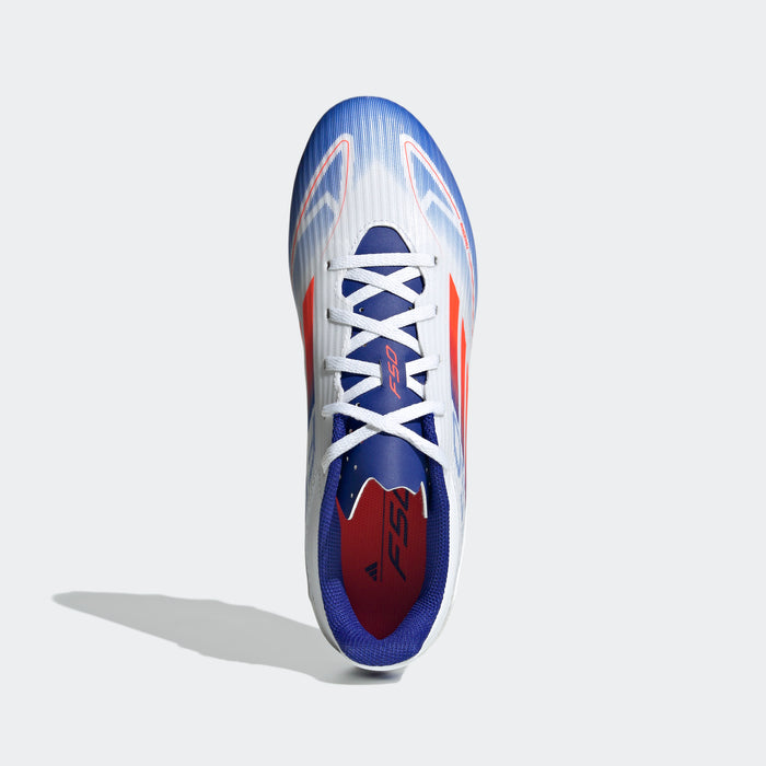 adidas F50 CLUB Flexible Ground Soccer Shoes | Cloud White / Solar Red / Lucid Blue | Men's