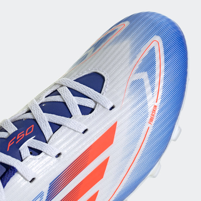 adidas F50 CLUB Flexible Ground Soccer Shoes | Cloud White / Solar Red / Lucid Blue | Men's