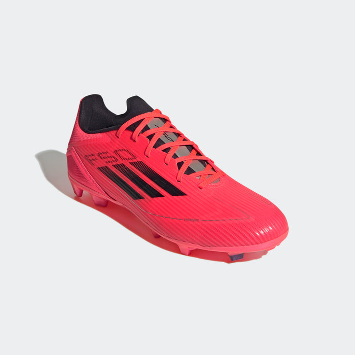 adidas F50 LEAGUE Firm/Multi-Ground Soccer Cleats | Turbo-Aurora Black-Platinum Metallic | Men's