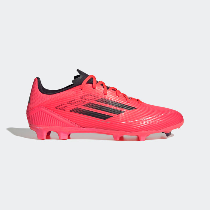 adidas F50 LEAGUE Firm/Multi-Ground Soccer Cleats | Turbo-Aurora Black-Platinum Metallic | Men's