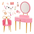 Our Generation Fabulous Fun Vanity Set for 18-inch Dolls including vanity table and chair, makeup and skin care