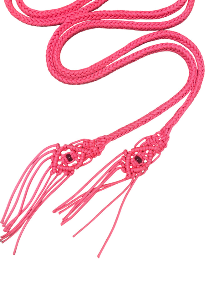 Fancy braided split rein in salmon pink  with genuine Obsidian  gemstones...beautiful yet practical